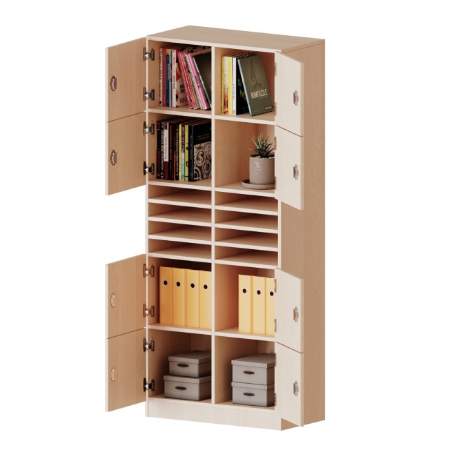Schließfachschrank, 5 OH, 8 Schließfächer, je 1 Kleinfach, B/H/T 80x190x50cm 